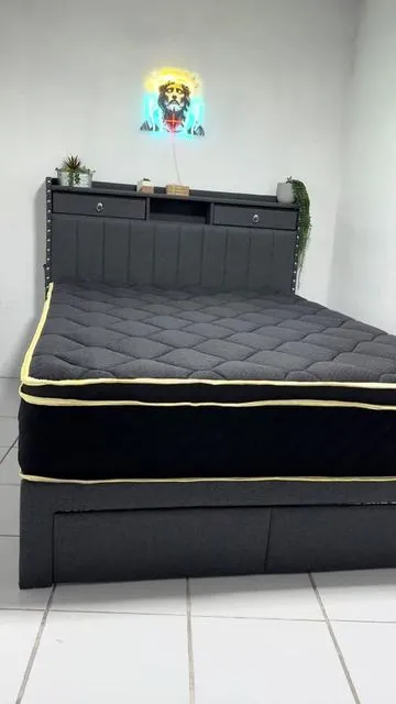 TryLazy Bed Frame with 4 Drawer and 2 USB & 1 Type-C Charging Ports. #bed #furniture #homedecor #fyp #tiktokshop 