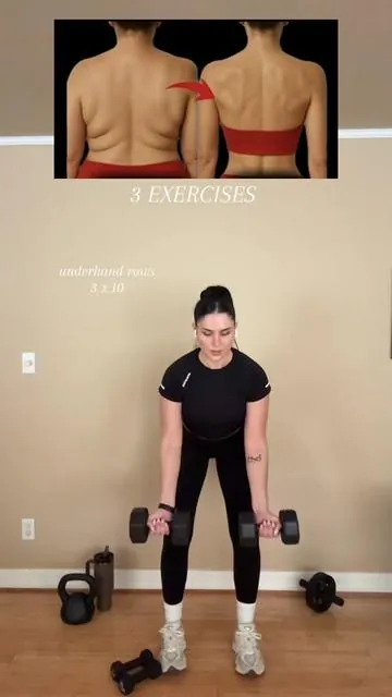 Toned Back Workout with dumbbells only‼️ 3 exercises - 3 rounds #workout #back #dumbbell #upperbody #gymtok #fypシ 