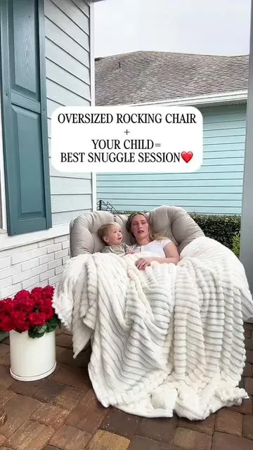 The best place to snuggle with my little boy ❤️@GRAND PATIO #oversizedchair #oversizedrockingchair #rockingchair #porchdecor 