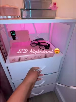 The perfect nightstand and I love that it has LED lights and a charging station, White & Black Available, sold as one nightstand. @HONGWAY #nightstand #furniture #homedecor #lednightstands #bedroomstorage 
