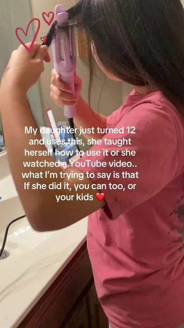 I am so glad I got this for my 12 year old, she uses it every day        get you one of these guys down below. I think it has free shipping right now. #hairtok #curlingiron #fyp 