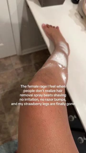 stop shaving! Painless Hair removal spray cream is where it’s at! This is how I got rid of my strawberry legs!!! #hairremoval #strawberryskin #foryoupage #fyp #nair 