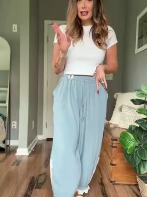 Replying to @flowersnbirdies @UEU Adorable linen boho pants with lace. Linen blend. 

#linenpants #pants #womensfashion #vacationstyle #tiktokshopcreatorpicks 