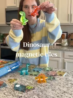 If your house is currently in its dinosaur era… this one’s a must 🦖 The Geomag Magnetic Tiles Dino World (25 pieces) takes regular magnetic tile builds and levels them up with themed dino pieces, volcano tiles, and fun scenery details. It turns simple towers into full-on prehistoric worlds. Great for open-ended play, problem solving, and those quiet “I’m actually focused” moments 🙌🏼 #dinosaurtoys #magnetictiles #stemtoys #kidstoys #toddlertoys 