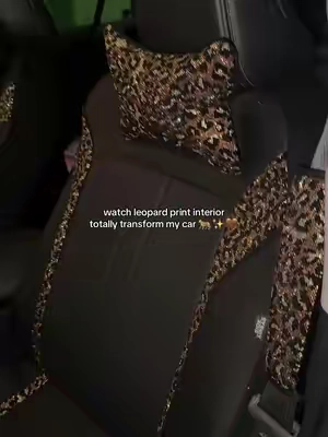 They’re universal too!!! It feels so luxurious now 🥹✨ #fyp #queensland #carinterior #cheetahprint #carseatcover 