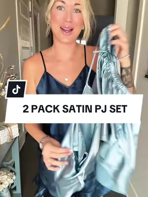 This 2 pack of satin pjs is on a really good sale today. It comes in a couple other color options. Hurry & snag it while it’s in stock! #womenspjset #satinpjset #womenspajamaset #fyp 