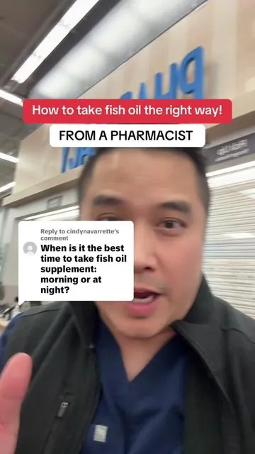 Replying to @cindynavarrette this is my breakdown of fish oil or Omega 3. It really doesn’t matter morning or evening. The main thing is taking it with a really big fatty meal to help with absorption. Just a quick disclaimer: While I’m a licensed pharmacist, the advice I share here is for general educational purposes only. Always check in with your own doctor or healthcare provider for personal medical advice.  #fishoil #omega3 #dha #tiktokshoprestock 