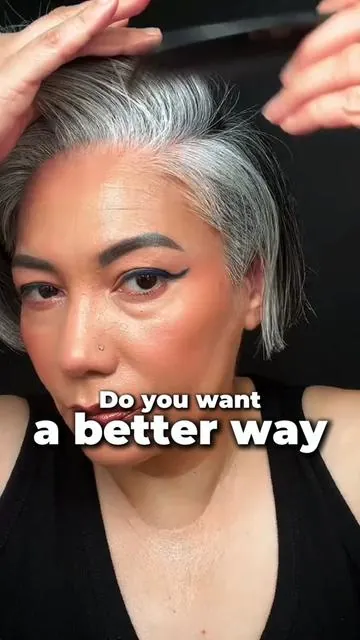 Healthier + easier way to cover grays! ✨@polar.haircare ✨ #hairdye #haircolor #greycoverage #roottouchup #hairdyeshampoo #over40 #womenover40 #over50 #womenover50 