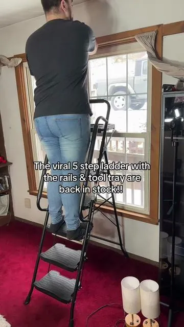 It’s time to throw out those old wobbly chairs & it’s time to upgrade to a safe 5 step ladder! You can get the 5 step in white or black, click the link to check it out! 😎 #stepladder #ladder #homehack #springcleaning #tiktokshopfinds 