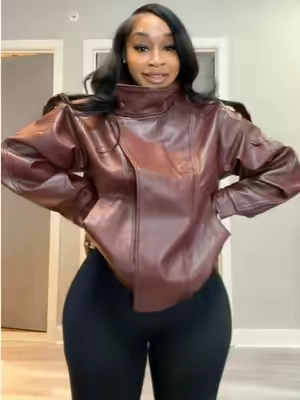 Love this faux leather jacket in this color! #jacket 