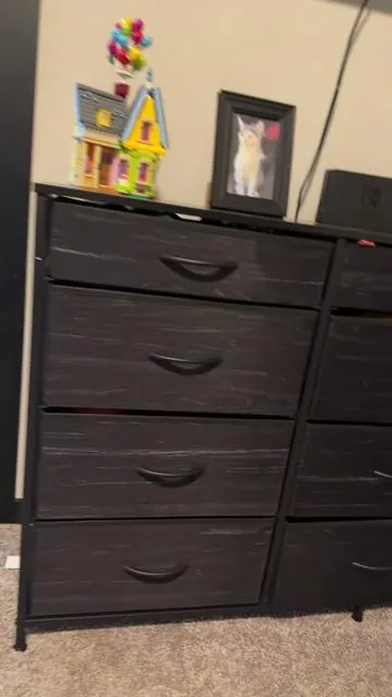 This 12 drawer dresser is a wide dresser with storage that makes organizing a kids room so much easier. With nine large drawers and three smaller top drawers, this dresser with large and small drawers keeps clothes and everyday essentials organized without taking up extra space. The hard top surface makes it perfect as a bedroom storage dresser for TVs, decor, or kids’ everyday items.