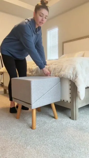 2 in 1 dog stairs that can be disguised as an ottoman when not in use is genius and heart warming! #dogstairs #dogramp #elderlydog 