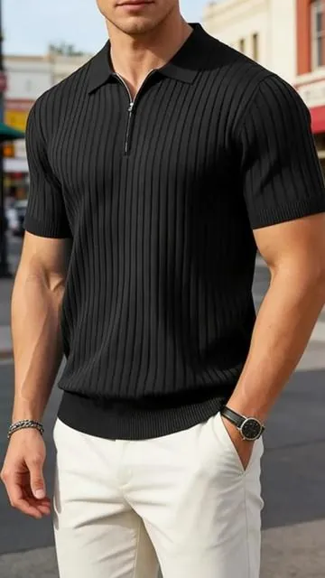 New York Fashion Week Men's Zipper Polo Shirts  #TikTokShopBlackFriday #tiktokshopholidayhaul #spotlightfinds #ootd #fashion 