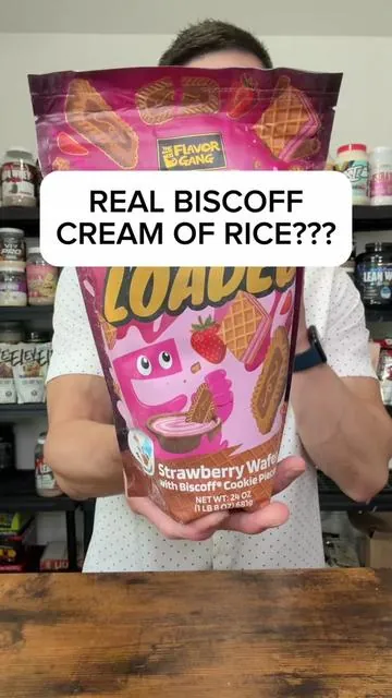 Strawberry Wafer BISCOFF Cream of Rice #creamofrice #flavorgang #biscoff @Ares Nutrition @The Flavor Gang 