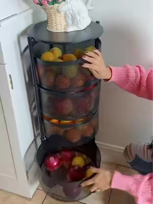Organizador de metal 🍑🍓🍅🍌🥑#organizadordefrutas #organizadorrotable  #multifuncional #organizadodecocina 