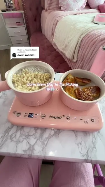Replying to @Raven&Rose Even though it’s a kids cooking set it’s perfect for cooking a quick meal before class @Gotoofun #dormhacks #dormroom #portablecooker #pinkaesthetic #stovetop 