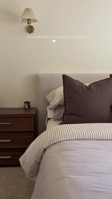 So cozy and comfy I’m obsessed with these sheets ✨ @CGK Linens #affordableluxury #stripedbedding #cozybedding #cgklinens #modernbed 