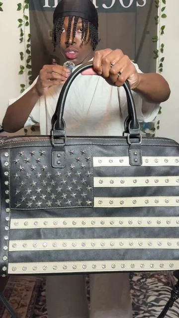 Montana West American Flag Duffel Bag Black & White From @Rustic Charm Bootic #montanawestbag #duffelbag #fashionbag #leatherbag #creatorsearchinsights 
