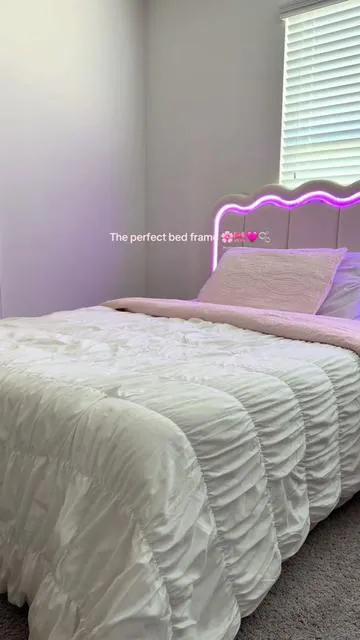 The perfect bed frame , with storage compartment and LED Lights 🩷✨🙂‍↕️ #ledlightbedframe #bedframe #bedroominspo #bedframestorage #bedroomfurniture @MUTICOR 