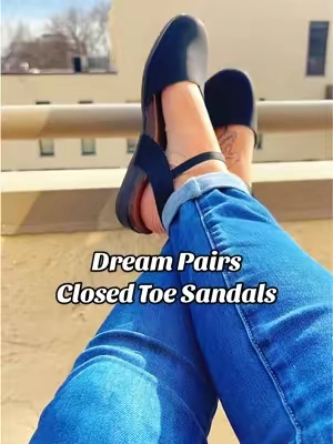 Closed Toe Sandals covers ugly toes! I love @Dream Pairs Sandals! #closedtoesandals #flatsandals #womenssandals #comfysandals #tiktokshopcreatorpicks 