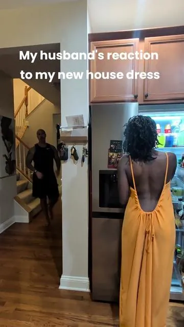 would you say he loved it?! 😊😝 #housedress #husbandreaction 