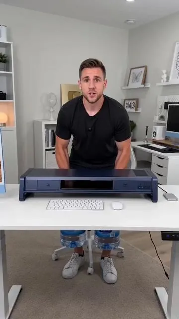 Setting up my new home office. This monitor stand was the missing piece. #movingvlog #roomdecor #deskinspo #newoffice #techlover 