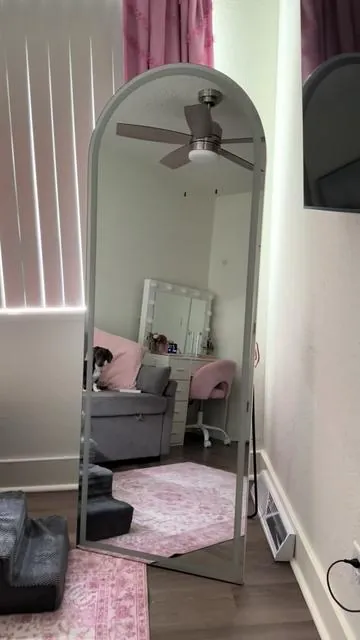 This LED floor mirror just upgraded my whole room 😍✨ Full length, 3 light settings + dimmable glow for the PERFECT selfies & GRWMs. #TikTokShop #HomeGlowUp #MirrorFind #BedroomUpgrade #VanityVibes