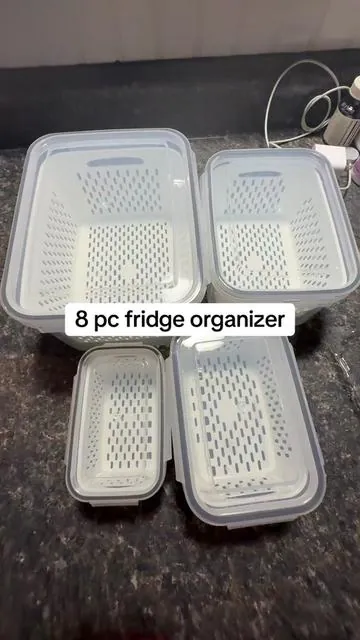 Keeps fruits and veggies fresh for longer and keeps your fridge cute and organized. 😍 click the orange link to order. #fridgeorganization #organizedhome #freshfruit #fridgehack #mealprepideas 