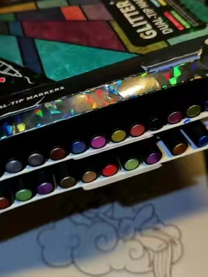 24/48/72/96 Colors Glitter Effect Brush Markers, Dual Tip Dual Color 1-5mm Soft Brush Shimmer Marker, Doodle Writing, Art Crafts, DIY Projects #acrylicmarkers #sharpiepermanentmarker #prismacolorpartner #creativegiftsforkids #beautypen     Zy