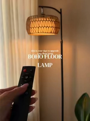 & a remote to make it vibey 🤌🏼 obsessed  #floorlamp #bohofloorlamp #tallfloorlamp 