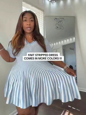 Spring dress time and this knit short flare dress is gorgeous!! How cute is this dress ladies especially if your a curvy plus size girl like me this dress is perfect #womensfashion #tiktokshopdress #springdresses #tiktokshopcreatorpicks #plussize 