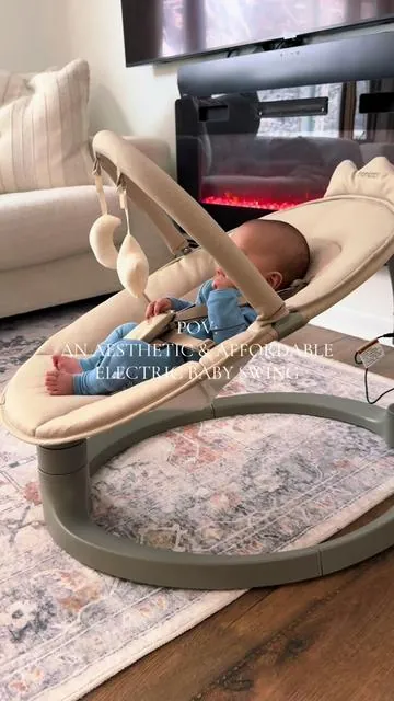 Affordable and aesthetic electric baby swing 🤍 @Momcozy Official #babyswing #affordablebabygear #babygear #babymusthaves #babyessentials 