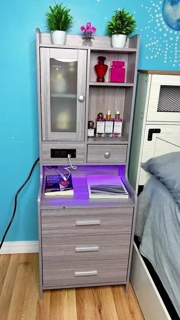 #nightstand #table #wood #nightstand #luzled mesa de noche con luz led 