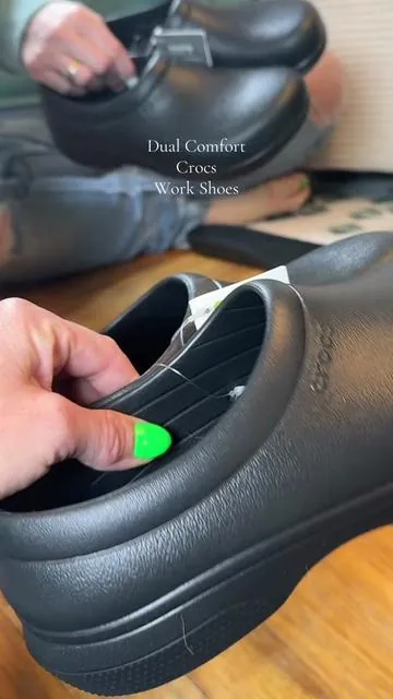@Crocs on the clock work slip on shoes.  #slipresistant #nonmarking #workshoes #tiktokshopcreatorpicks #tiktokshopspringglowup 