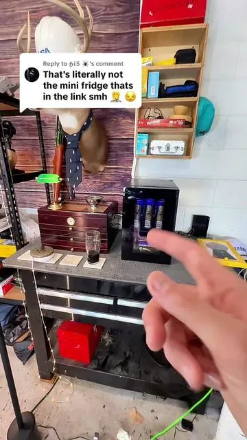 Replying to @𝕳𝖎5 🕷️ It’s the best mini fridge with the cool blue light you can get. It’s back in stock. #minifridge #fridge #refrigerator #cooler #drink 