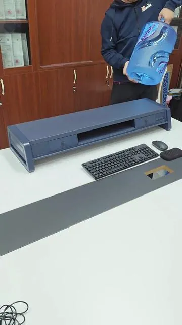 Stop worrying about your heavy setup because this metal stand holds 110 lbs and two monitors easily#deskorganization #desksetup #officelife #monitorstand #tiktokmademebuyit  