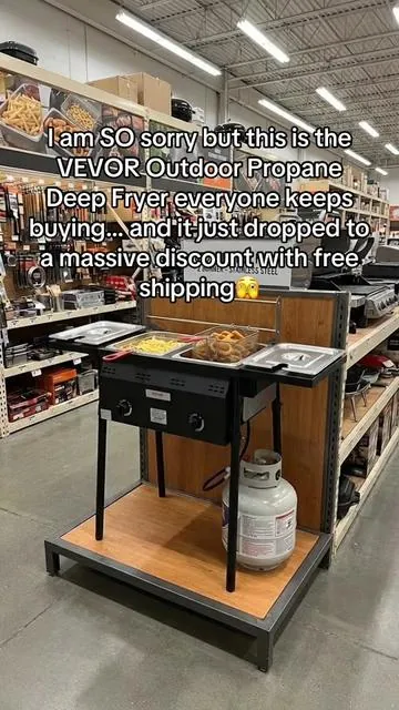 VEVOR Outdoor Propane Deep Fryer, Double Burners Commercial Fryer, 16 Qt Stainless Steel Cooker with Removable Baskets & Lids & Tanks, Oil Fryer Cart with Thermometer & Regulator, For Outdoor Cooking