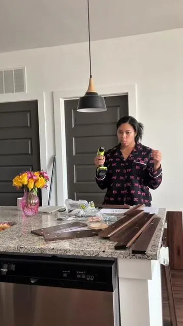 just a girl and her drill!! #apartment #tiktokshop #livingroom #athome #foryoupage 