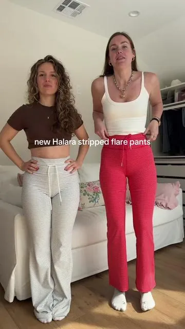Stripped flare yoga pants from @Halara_official under $30 right now!! 🤍✨🤌🏼 petite, regular and tall girl sizes  #flareyogapants #halara #springfashion #tiktokshopcreatorpicks #TikTokShopStockUp @Tori Rose 