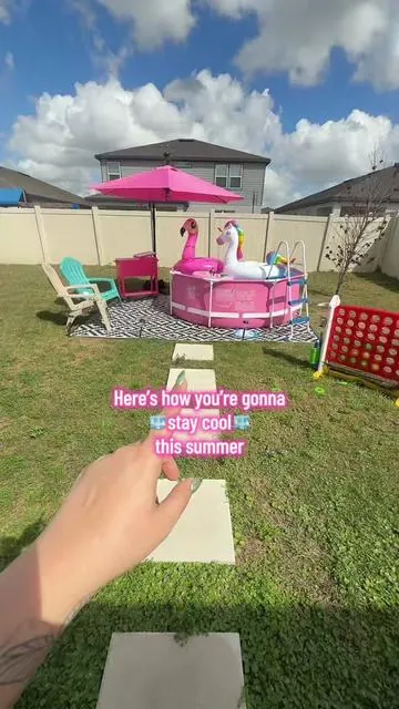 I was not going another hot summer without the pink pool 🧊😭👏🏻 ##pinkpool##backyardsummer##backyardpool##abovegroundpool##poolmusthaves