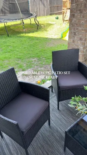 The perfect way to elevate your outdoor living space for summer ☁️🌴☀️ #patioset #patiofurniture #outdoorfurniture 