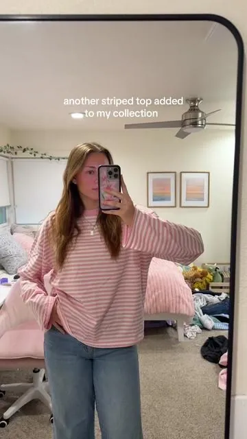 it reminds me of princess p0lly one i have #top #stripes #ootd #pink #trendy 
