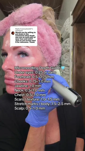 Replying to @jessylove87 Start shallow → build up as your skin adjusts. Keep everything sterile and never reuse cartridges (this is not medical advice) #microneedling #microneedlingresults #skincareover40 #collagenboosting #skinrejuvenation