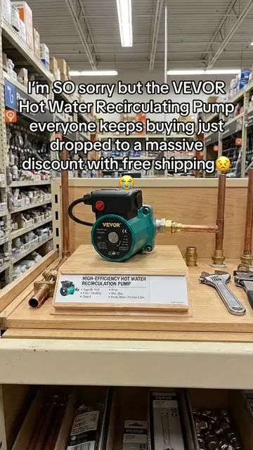 VEVOR Hot Water Recirculating Pump, 93W 110V Water Circulator Pump, Automatic Start Circulating Pump NPT 3/4\" with Brass Fittings, Stainless Steel Head, 3 Speed Control for Electric Water Heater Syst