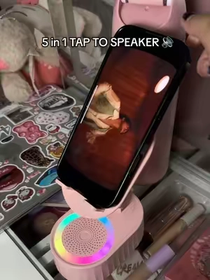 Who invented this?!! omg this is sooo cool 😳🤏🏼🤏🏼  #speaker #speakerbluetooth #wirelessspeaker #phonestand #giftideas 