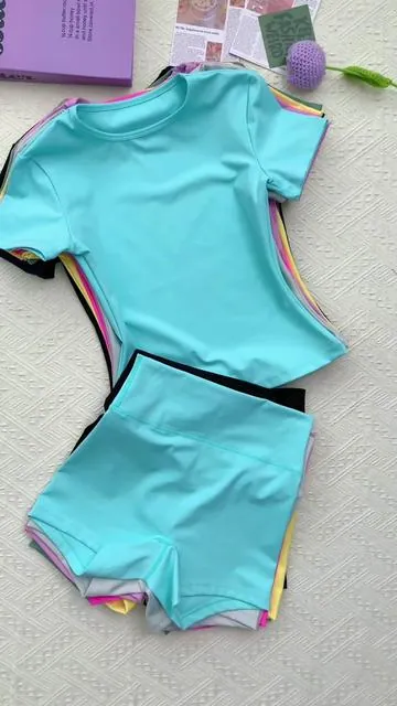 Your summer fitness uniform has arrived—and it's a matching set! ☀️\ud83d\udcaa This solid color tee and high-waist skinny shorts tracksuit is giving all the right vibes: sporty, chic, and ridiculously comfortable. #sportswear #suit #fitness #spotlightfinds #tiktokshopspringglowup #ootd #fashion #outfitinspo 