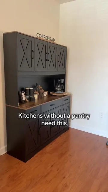 I don’t know where I would have put all this stuff if it wasn’t for this cabinet! #kitchenpantry #kitchenstorage #kitchendecor #pantrycabinet #storagecabinets 