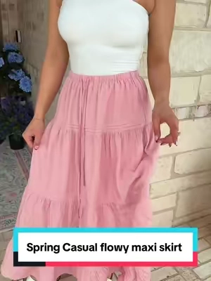 Replying to @Stephanie Carter1009 a maxi skirt that I swear goes with every top that is flowy double lined and perfect for the season! #maxiskirt #casualoutfits #skirt #OOTD #tiktokshopspringglowup @btfbm_us  