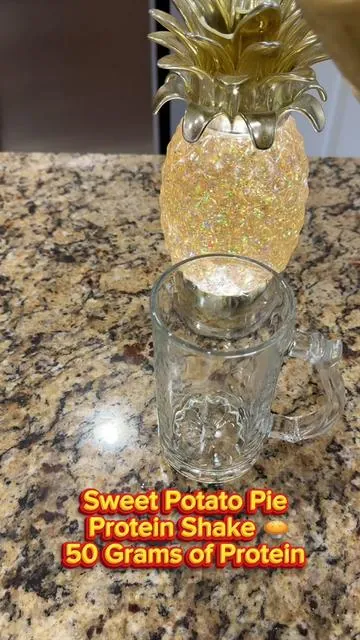 50 Grams of protein! Let’s make a Sweet Potato Pie Protein Shake! #thatmanandthemkids #momlife #springstatements #proteinshake #proteindessert 