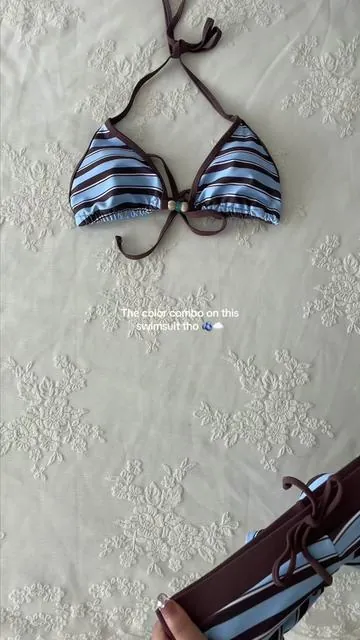 The cutest striped swim suit #swimsuitoutfit #swimsuithaul 